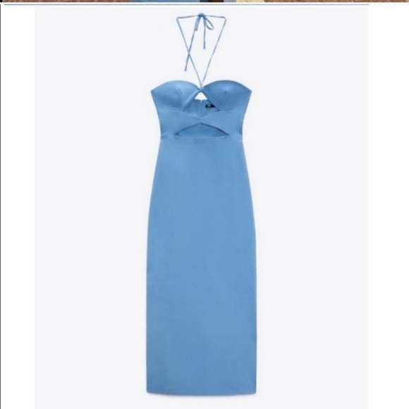 Zara open front blue dress 👗 New without tags never used. Offer are welcome - Picture 2 of 4